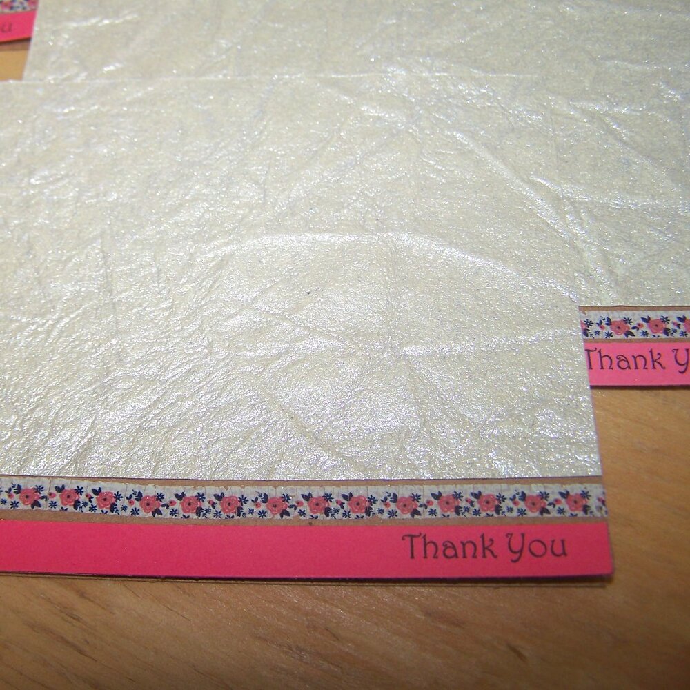 Set of 12 Handmade Champagne & Floral Pink Thank You Cards - Picture 2 of 2